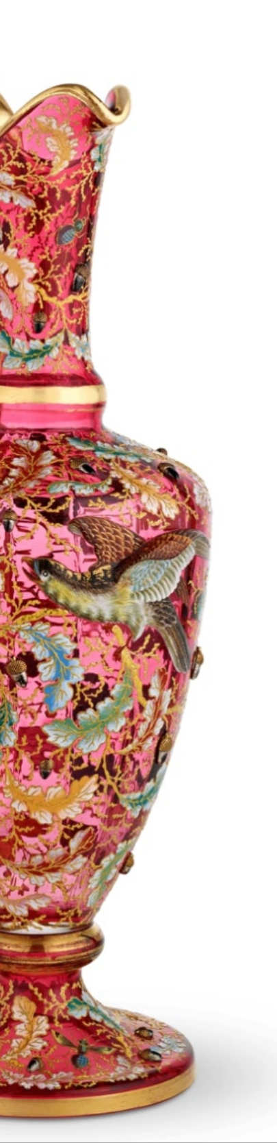 Fabulous Moser Ruby Glass and Enamel Bird Ewer