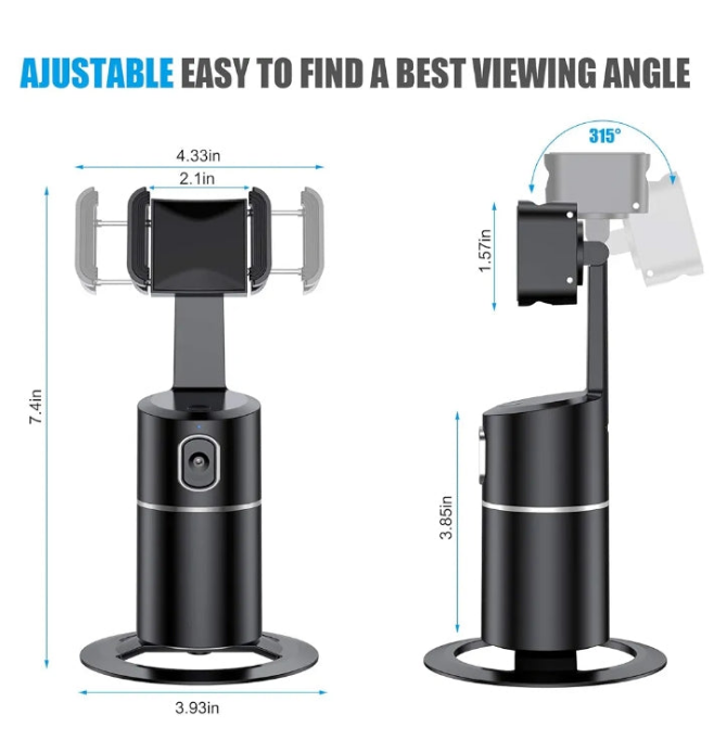 Auto Face Tracking Tripod for TIK Tok Vlog, No App Required, 360° Rotation Face Body Track Selfie Stick Phone Camera Mount, Rechargeable Smart Shooting Holder for Live Videos, YouTube