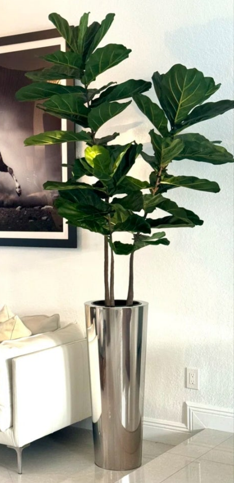 Fiddle 96'' Faux Fiddle Leaf Fig Tree in Metal Planter