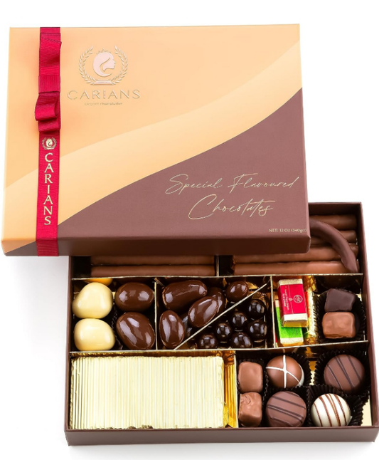 Chocolate Gift Box, Luxury Holiday Assortment Pralines & Gianduiotto, Chocolate Covered Turkish Delights, Dragees with Strawberry, Pistachio, Almond & Hazelnut, Holiday Gift. Christmas