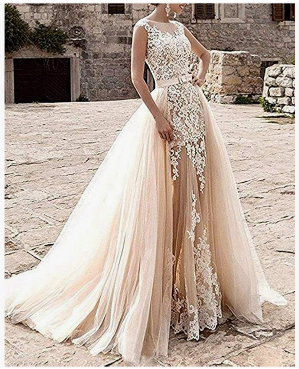 Bridal Lace Mermaid Wedding Dress Long with Train