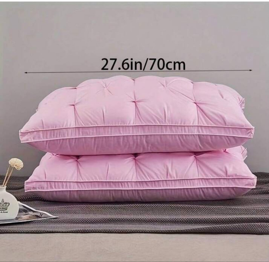 2 Pack Large 3D Premium Fibre Bread Pillow, Fluffy Microfibre Filled Pillows, Ideal Gift Choice (Large, Pink)