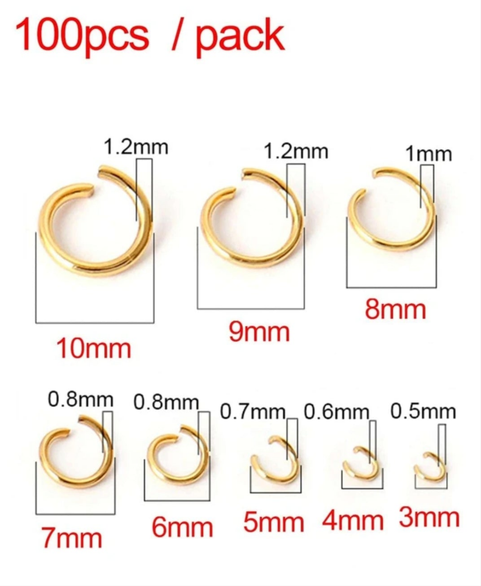 100pcs Stainless Steel Open Jump Rings Split Rings For Diy Jewelry Making gold or silver or mix