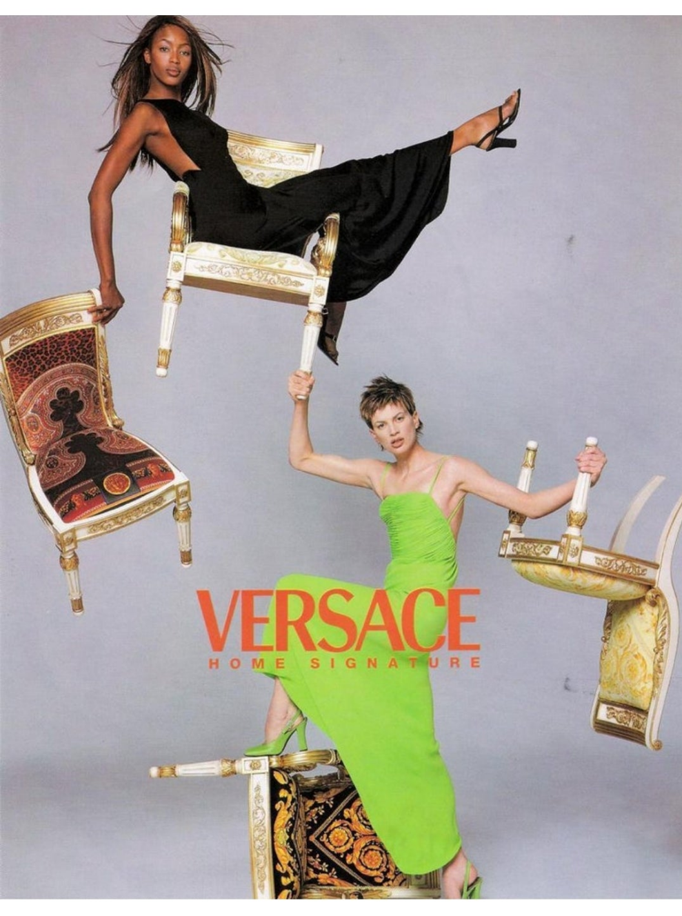 Versace Original Vanitas Gilt Dining Chair Set of 6, Gianni Versace, 1994