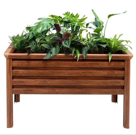Raised Garden Bed Aluminum Elevated Planter Box with Legs, Gardening Flower Pots for Herbs, Vegetables, Outdoor Backyard, Patio, Balcony 48" LX24 WX32 H (Wood-Like)