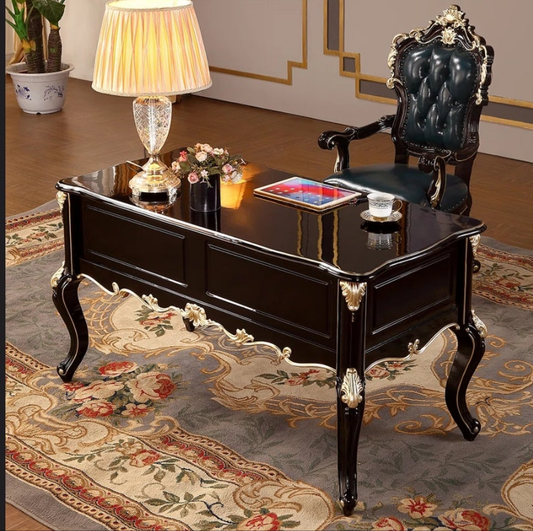 Fancy Solid Wood Desk Upholstered Chair Set Look at the detail Fancy