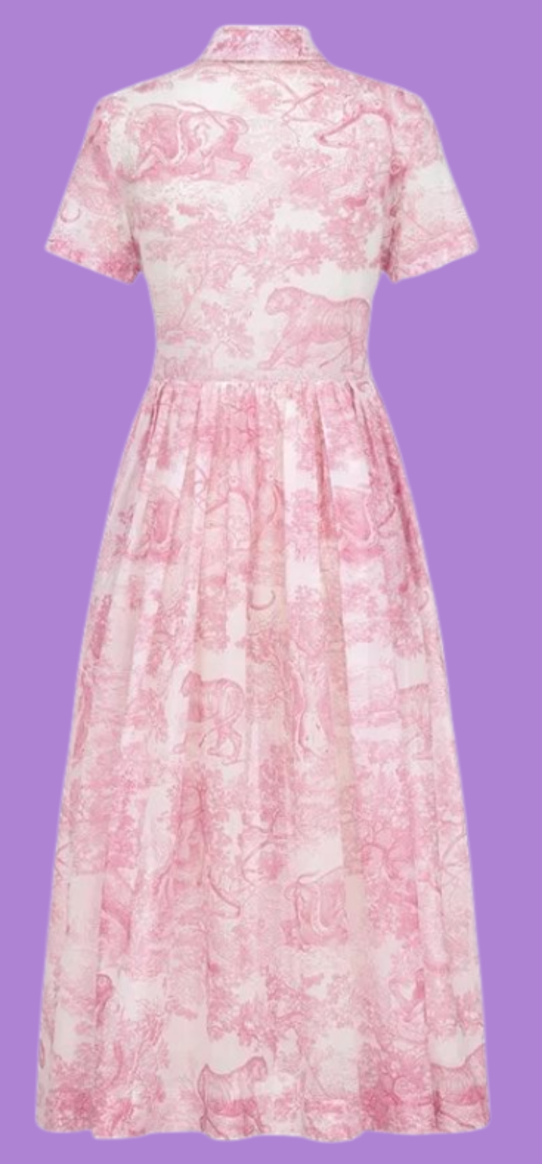 Dior Dioriviera Mid-Length Shirtdress
White Cotton Muslin with Cherry Blossom Pink Toile de Jouy Sauvage Motif