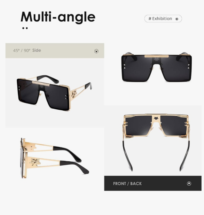 Sunglasses Womens Men Trendy Retro Sun Glasses Oversize Square Metal Frame K1470