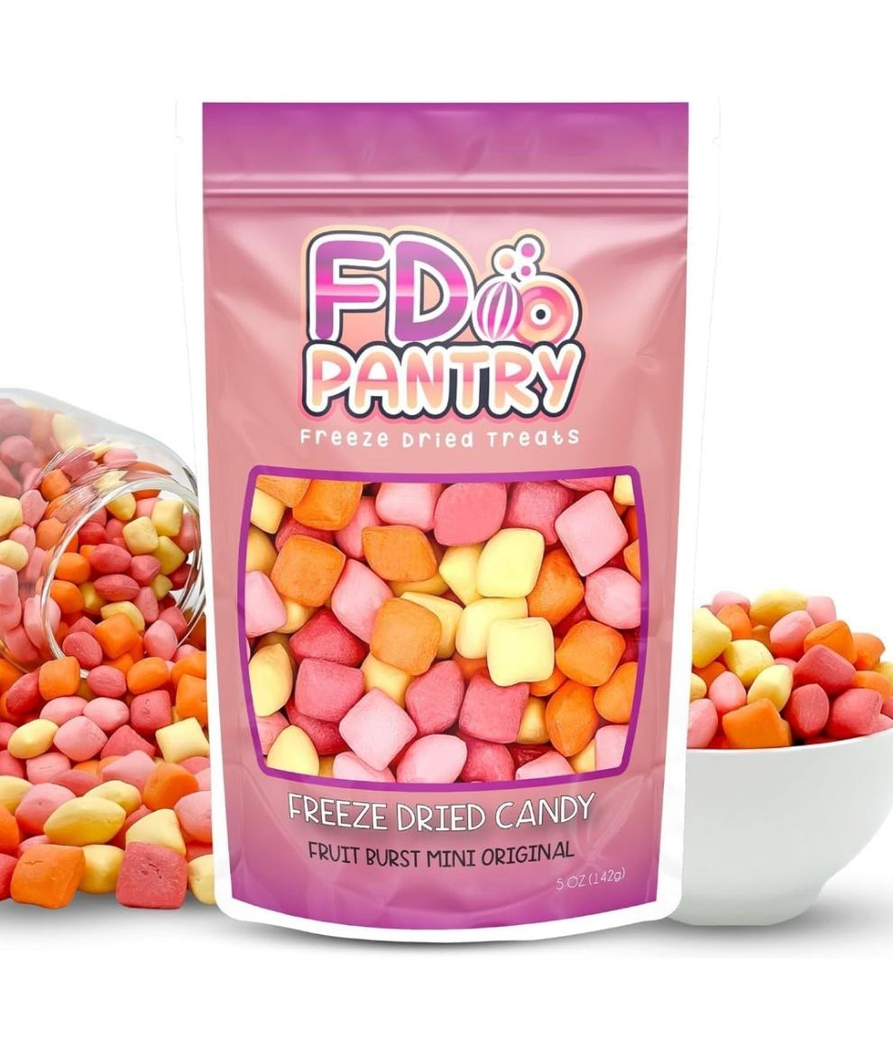Freeze Dried Fruit Bursts Candy - Mini All Reds l Hard Candy Mix 5oz Treat Snack Gift Bag Strawberry, Fruit Punch, Watermelon, Cherry Freeze-Dried Candies