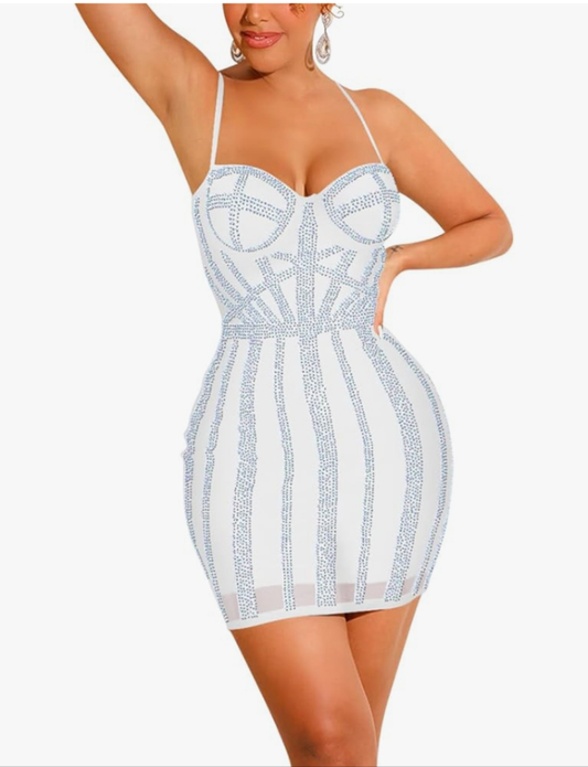 COCOMONEY RHINESTONE MINI DRESS GORGEOUS