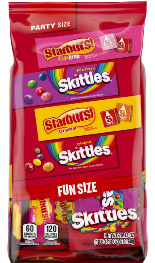Original, Wild Berry & STARBURST Original and STARBURST FaveReds Fun Size Chewy Candy Variety Bag, Party Size, 20.13 Oz Bulk Bag