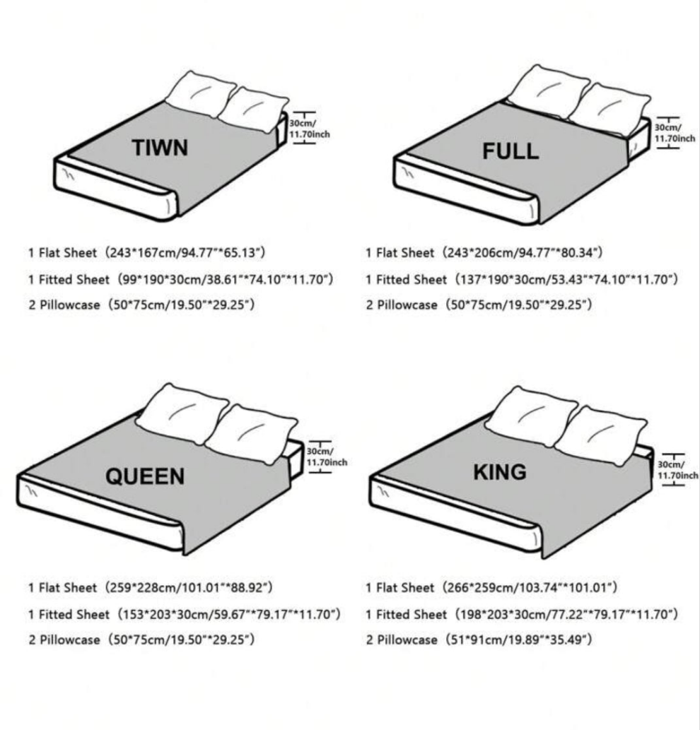 4pcs Plain Satin Sheet Set Without Filler,1pc Fitted Sheet & 1pc Flat Sheet & 2pcs Pillowcase, Bedding Full/Twin/Queen/King
