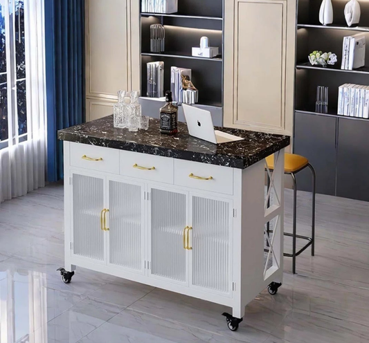 Marble metal base removable kitchen island