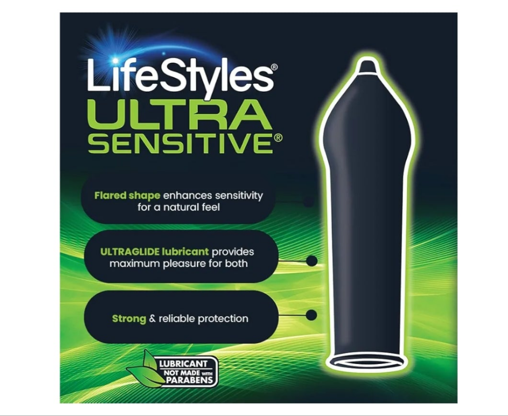 Condoms Ultra Sensitive Premium Lubricated Natural Latex Condoms Value Pack , 1 Pack - Triple Tested for Best Protection, Made with UltraGlide Silicone Lube