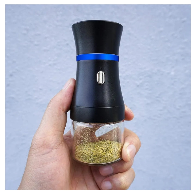 Electric Herb Grinder COMPACT for Flower Buds, USB-Rechargeable, 2pcs 1.7oz Glass Herb Chamber - Ideal for Everyday Carry (Electric Grinder Set 3)