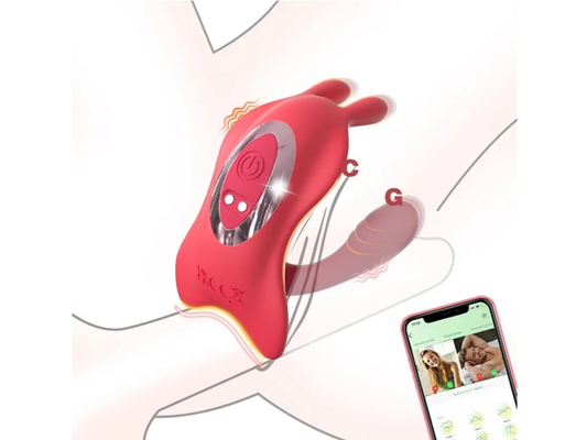 Couples App Remote Control Wearable Vibrator, Couple Women Adult Sex Toys, Long Distance Panty Vibrator with Rabbit Stimulator for G Spot Clitoral Penis Pleasure, Healexcer Female Kinky Sex Toy Game