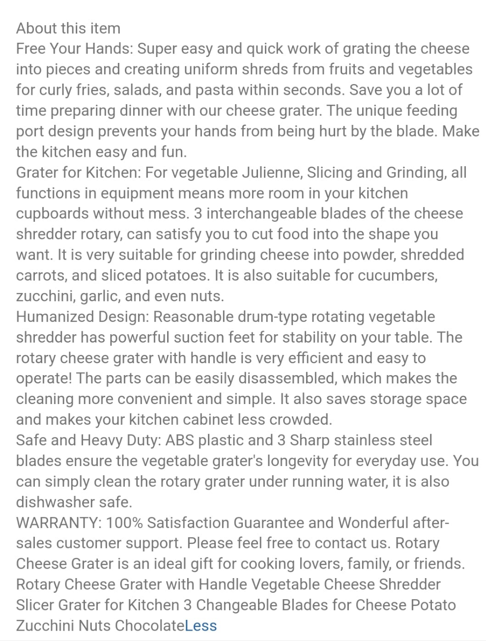 Rotary Cheese Grater With Handle Vegetable Cheese Shredder Slicer Grater For Kitchen 3 Changeable Blades For Cheese Potato Zucchini Nuts Chocolate