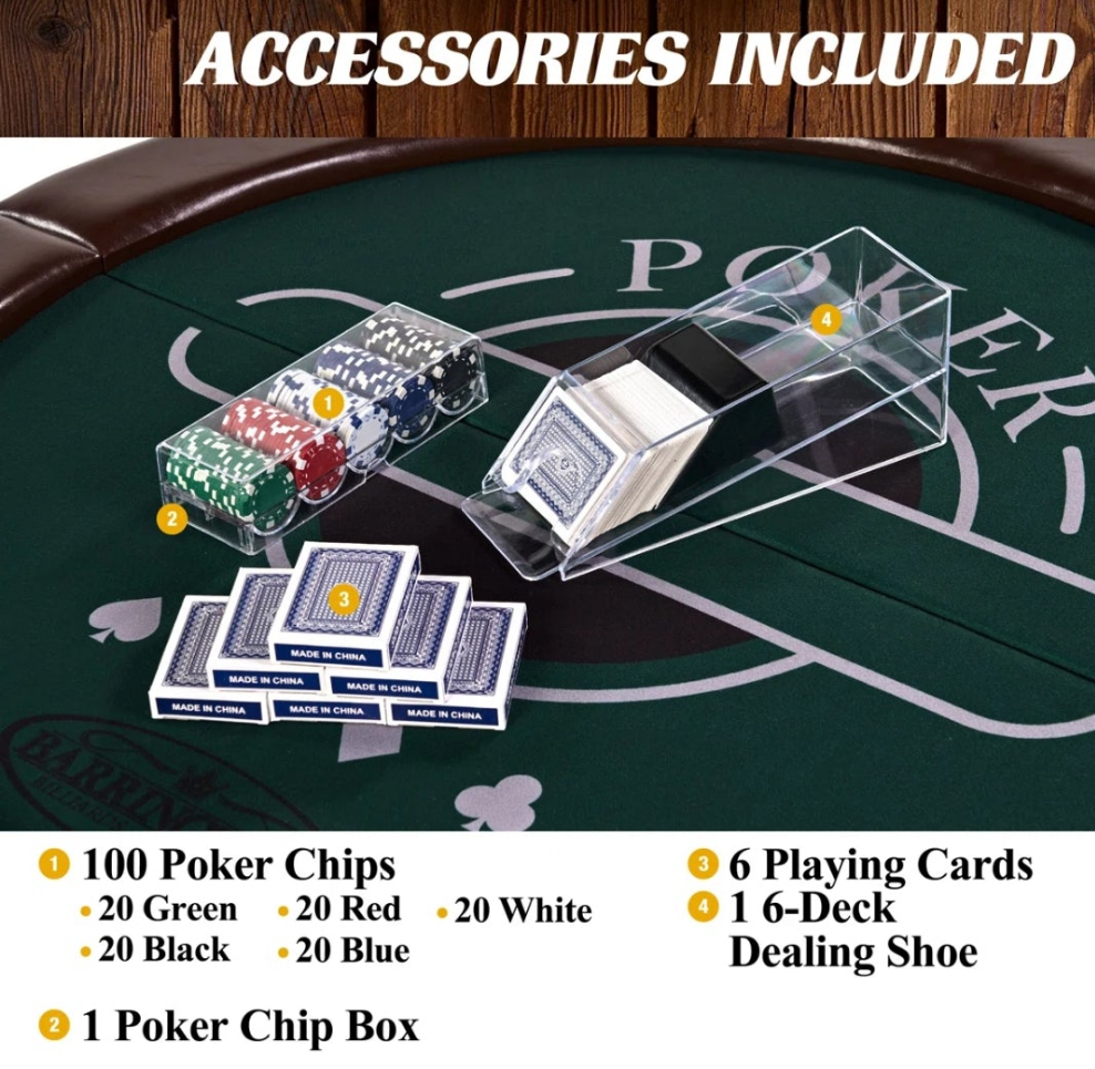 6-person Folding Poker Table With Poker Chips And Card Set