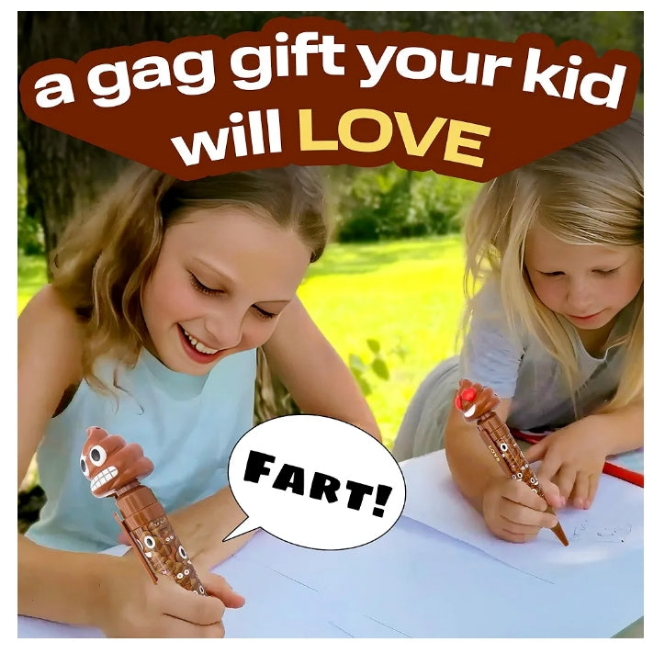 Farting Poop Pen Makes 7 Funny Fart Sounds - Perfect Stocking Stuffers for anyone - This Poop Pen Makes Funny Gifts for the Entire Family - Great Fart Pen Gag Gifts with Big Laughs