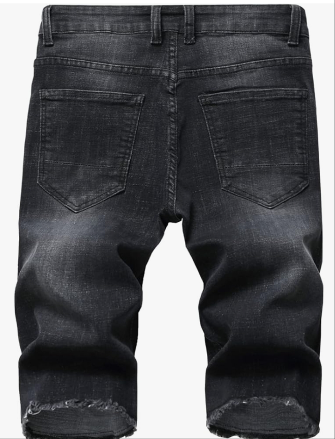 Men's Ripped Denim Shorts & Jeans Summer Casual Classic Straight Distressed Ripped Short Jeans
