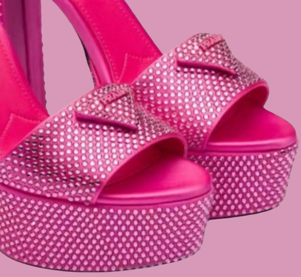 Prada 135mm Crystal Platform Sandals
Begonia Pink Satin