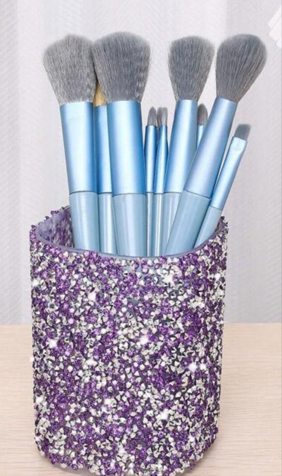 1pc Rhinestone Decor Pen Holder Multi-Functional Desktop Storage Box For Makeup Brushes, Luxury Home Decor