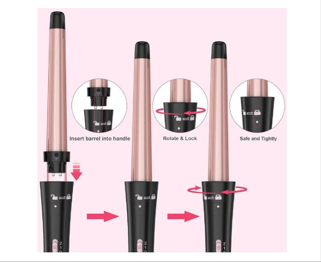 Curling Wand Set, Curling Iron Interchangeable 3 Barrel Curler with Ceramic Tourmaline Professional 5 in 1 Wand Curling Iron,for Women with Curler and Waver