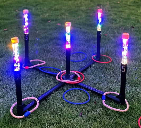 Outdoor Yard Games for Adult and Family, Led Ring Toss Games for Kids, Glow in The Dark Games for Lawn, Backyard, Camping, Beach