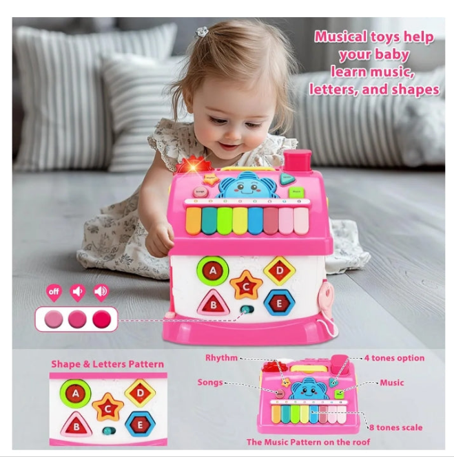 Toys for 1 Year Old Girl Gifts: Baby Musical Toys 6-12 12-18 Months 8-in-1 Multi-Functional House - Montessori Educational Toys for Toddlers 1+- First Christmas 1st