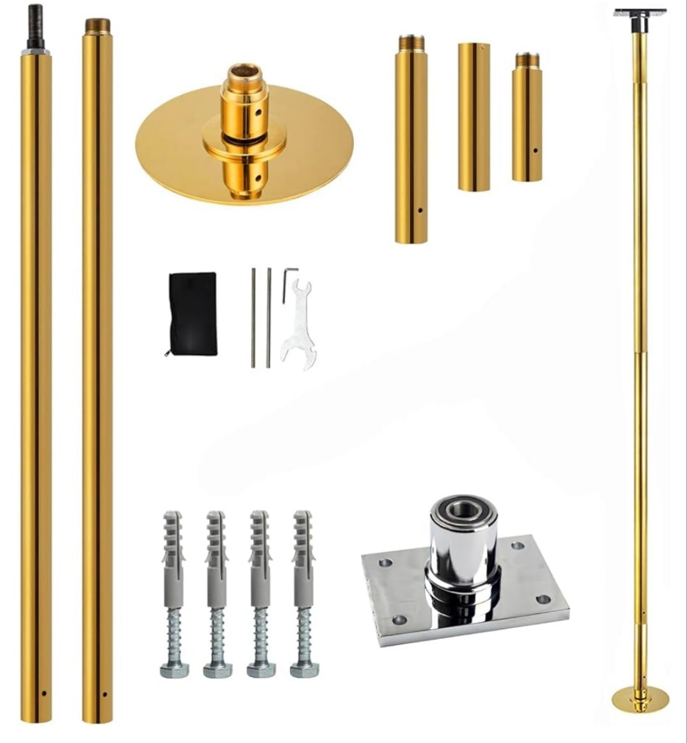 Stripper Pole Permanent Fixed Dance Pole Kit, Professional 45mm Spinning & Static Dancing Pole Heavy-Duty Steel Pole Dance for Home, Adjustable Height Excellent for Home Exercise Studio Club Gym