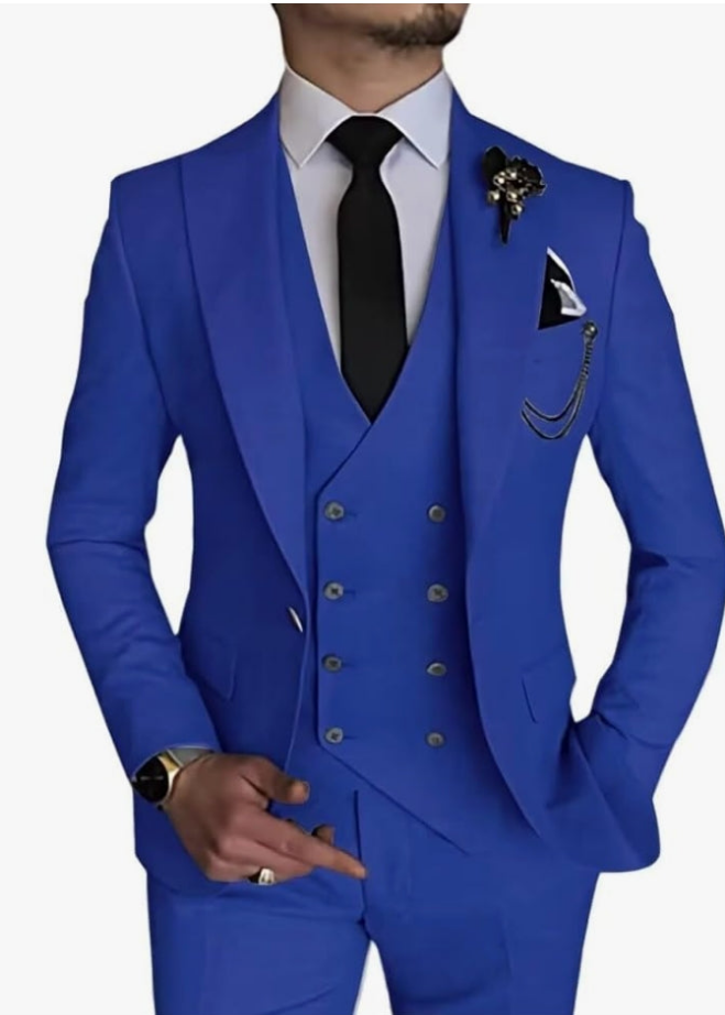 3 Piece Suit Slim Fit Classic One Button Suit for Men Groomsmen Business Prom Double Breasted Vest Blazer Tuxedo