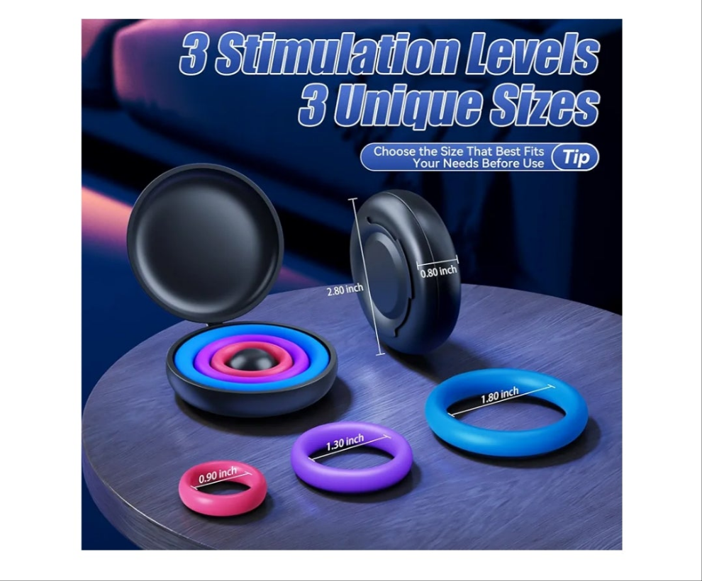 Sex Toys Silicone Penis Ring - Multi-Coloured Cockring Cock Sexual Stimulation Device with 3 Pcs Different Sizes for Erection Enhancing Long Lasting Stronger, Adult Sex Toys for Men or Couple Pleasure