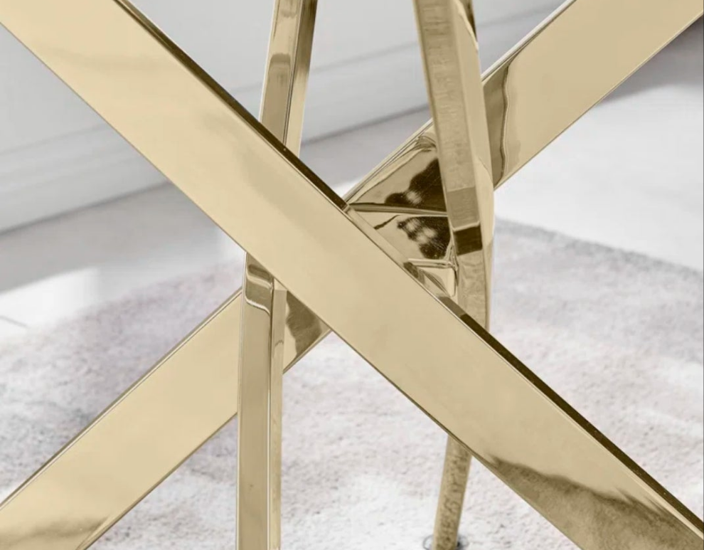 Metal and Glass Dining Table Set with 4 Velvet Upholstered Dining Chairs