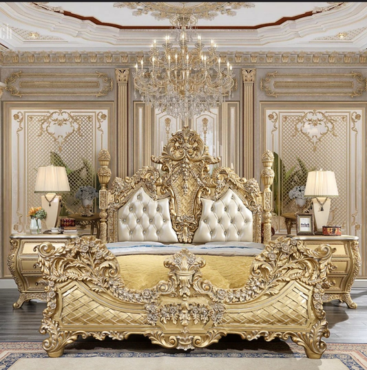 LEATHER 5PC BEDROOM | BRIGHT GOLD