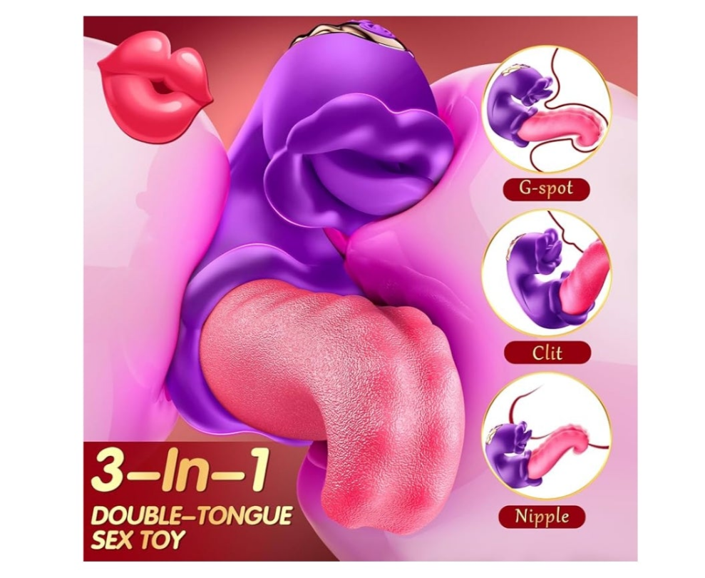 Vibrator Adult Sex Toys for Women - 4 in 1 Tongue Thrusting Vibrators Dildo Rose Sex Toys with 10 Licking Clitoral & 10 Vibration Mode, G Spot Clit Stimulator Pleasure Tools for Female Couples Games
