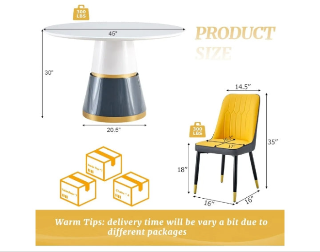 Round Dining Table Set for 4, 45''Round Dining Table Set 4, Modern Round Dining Room Table Set for 4