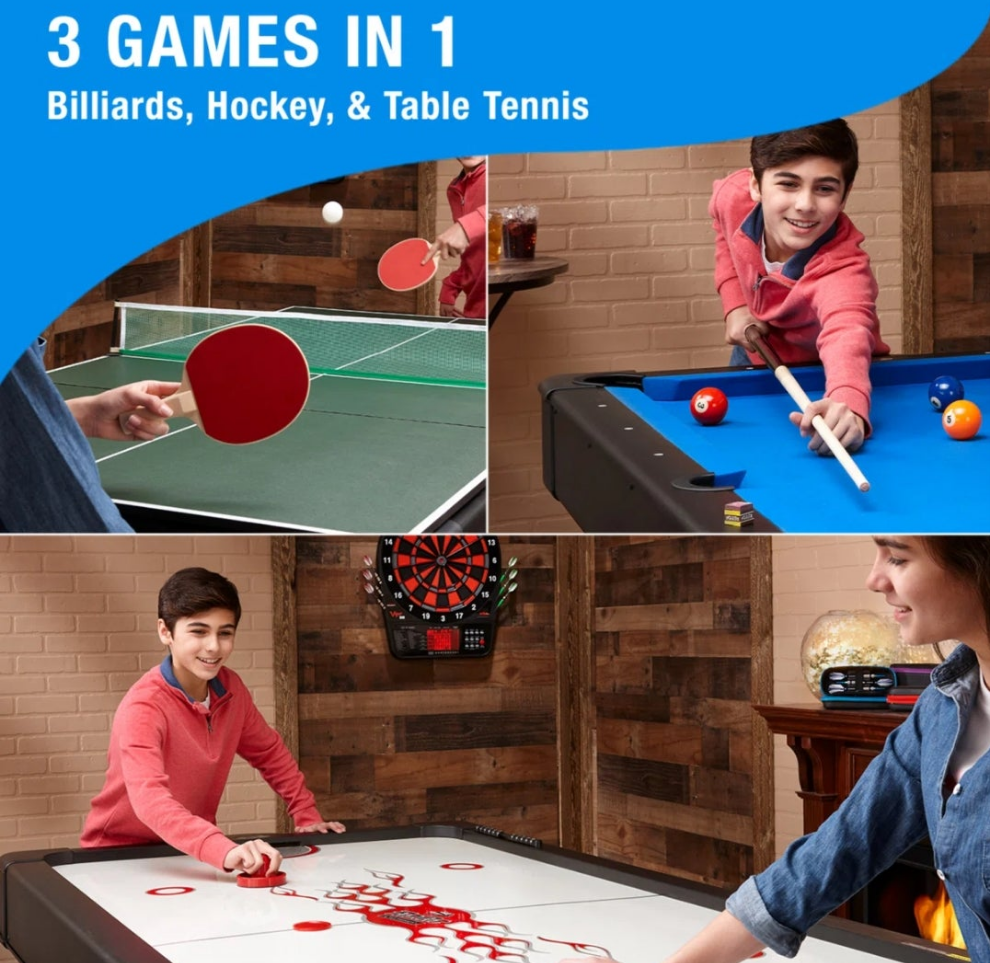 3 in 1 Air Hokey, Pool, Table Tennis Multi-Game Table