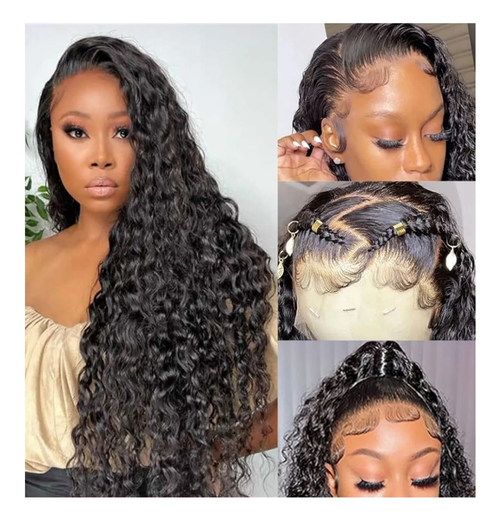 Water Wave 13x6 HD Transparent Lace Front Wigs Human Hair 180 Density Wet and Wavy Human Hair Wigs for Women Curly Lace Front Wig Human Hair Pre Plucked with Baby Hair Natural Color (18 Inch)