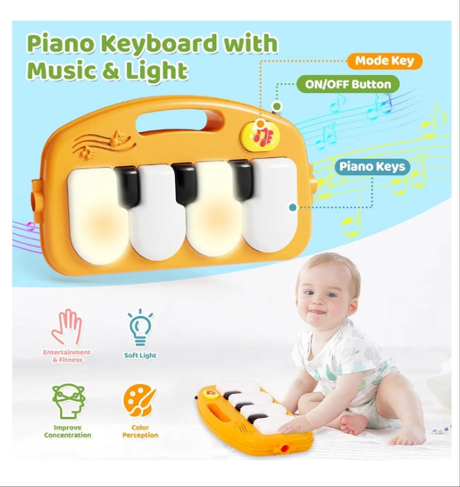 Baby Gym Play Mat with Walker, 2 IN 1 Kick and Play Piano Activity Center with Light & Music, Tummy Time Mat & Baby Push Toys for 0-6 12-18 Months, Sit-to-Stand Learning Walker for Infant Toddler Gift