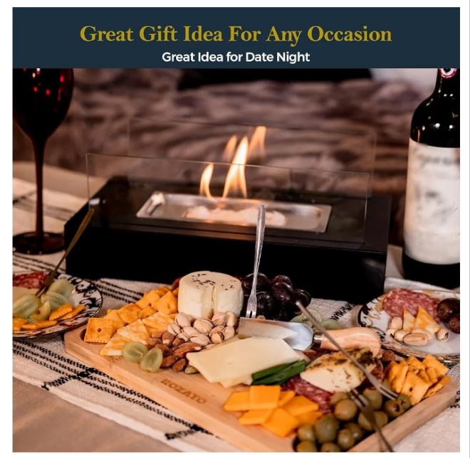 Tabletop Fire Pit with Smores Maker Kit Portable Indoor/Outdoor Mini Small Fireplace Table Top Decor Home Patio Gifts for Women Mom Her Wedding Housewarming Christmas Birthday White Elephant Gift