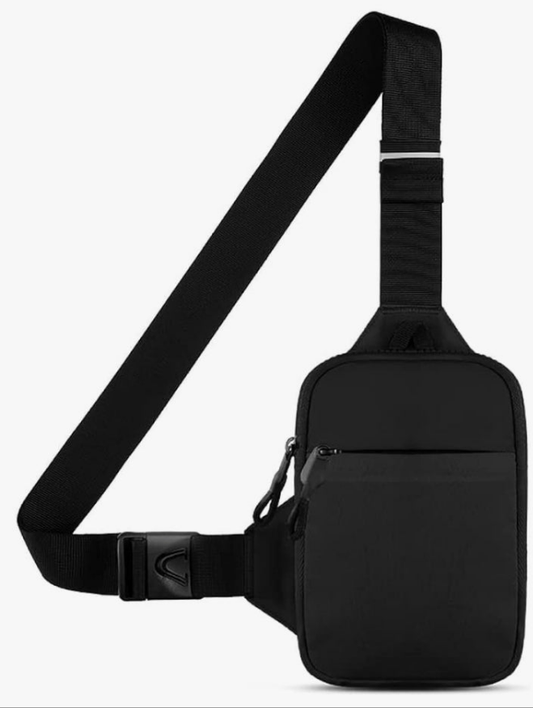 Mini Crossbody Sling Bag Chest Bag Dual Pocket Water Resistant Fanny Pack Running Phone Holder for Men Women Workout Travelling