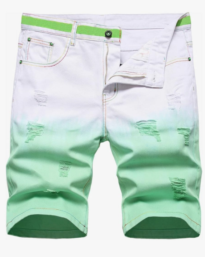 Men's Casual Printed Slim Fit Denim Shorts