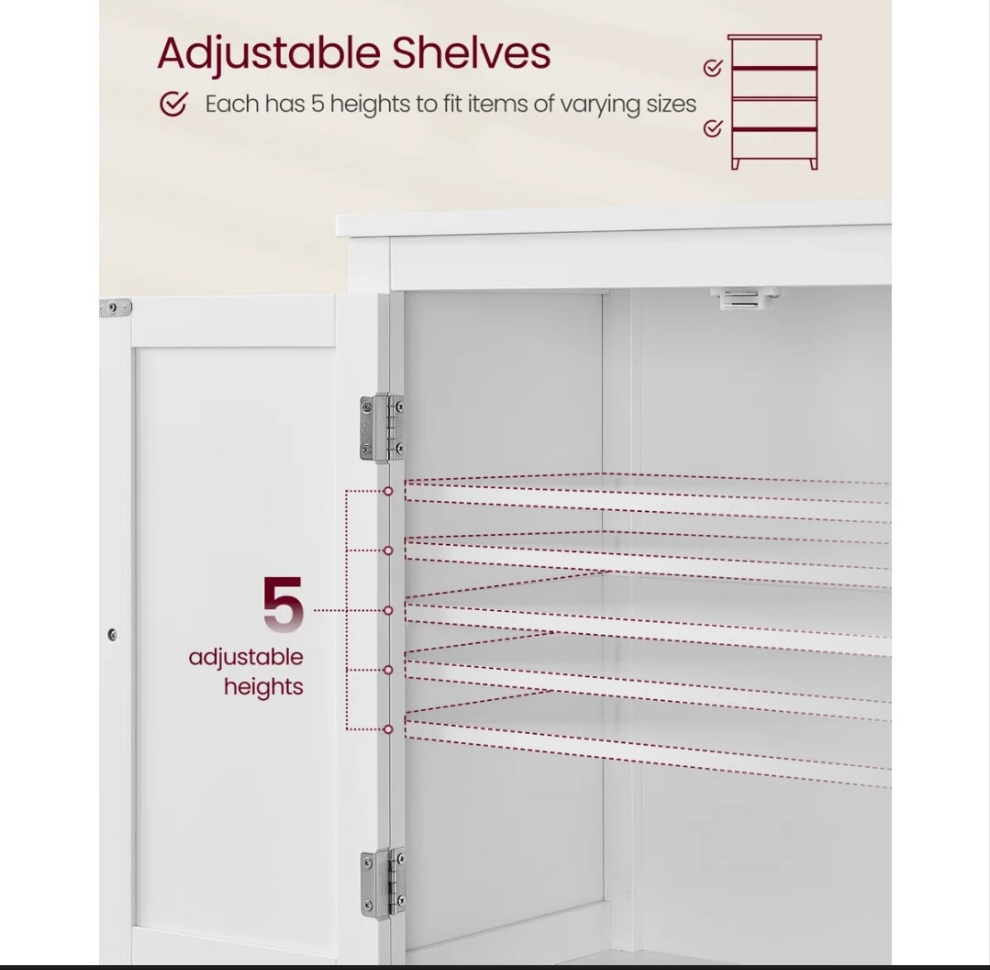 Bathroom Floor Storage Cabinet, Bathroom Storage Unit, Freestanding Cabinet With 4 Doors