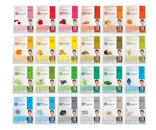 24 Combo Pack A Collagen Essence Korean Face Mask - Hydrating & Soothing Facial Mask with Panthenol - Hypoallergenic Self Care Sheet Mask for All Skin Types - Natural Home Spa Treatment Mask