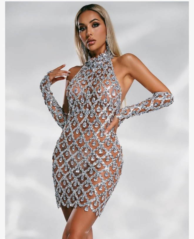 COCOMONEY EMBELLISHED DRESS ABSOLUTELY BEAUTIFUL