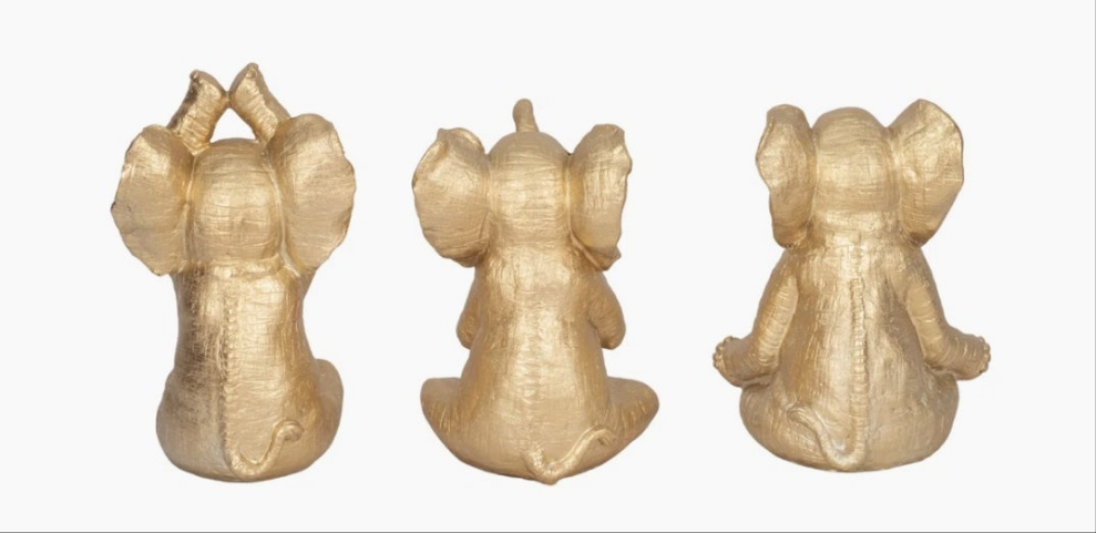 Decorative Resin Elephant Figurines with Yoga Poses, Set of 3 resin handcrafted Figurines statues sculptures