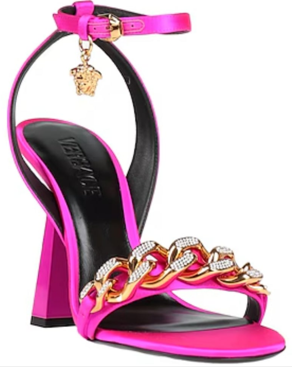 Versace Medusa 110mm Chain High Heeled Sandals
Deep Fuchsia Satin