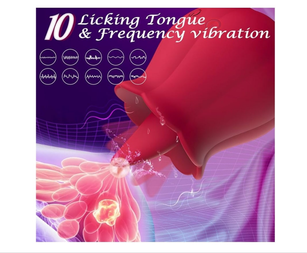 Sex Toys Rose Dildo Vibrator, Adult Toy with 10 Speed Vibrating for Women Clitoral Nipple, Rose Tongue Sex Toy Clitoral G Spot Vibrators for Woman Couples Adult Sex Games, Pink