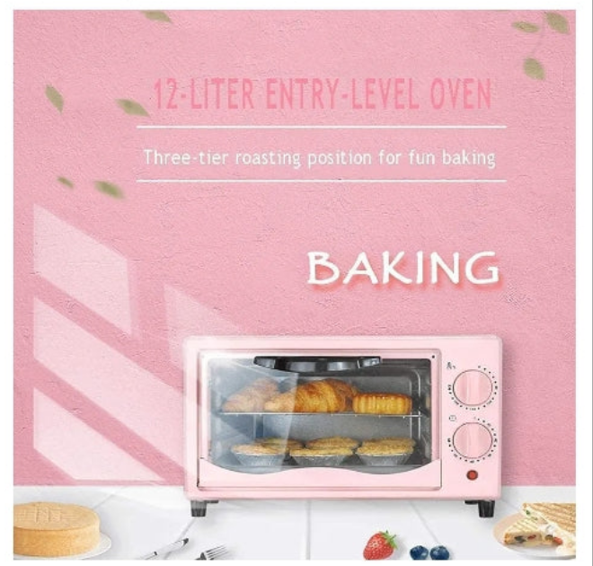 oven mini oven air fryer oven 12L Mini Oven,Multi-Function Convection Countertop Toaster Oven Electric Toaster Oven Toaster Ovens Countertop Toaster Oven Air Fryer, (Color : Pink) (Color : Pink, S