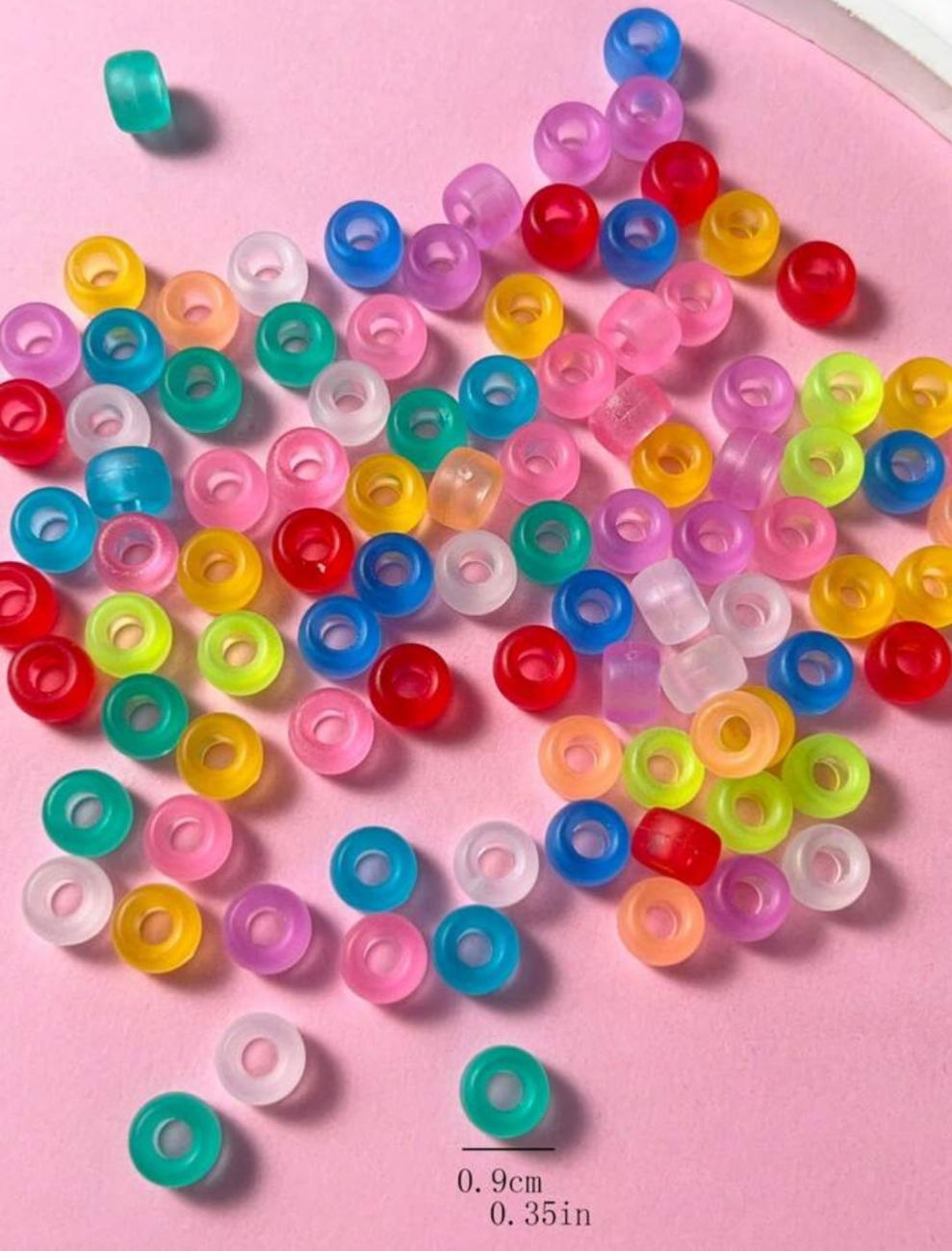 100pcs/pack Fashionable Large Hole Pony Beads For Hair Braided Styles (random Colors